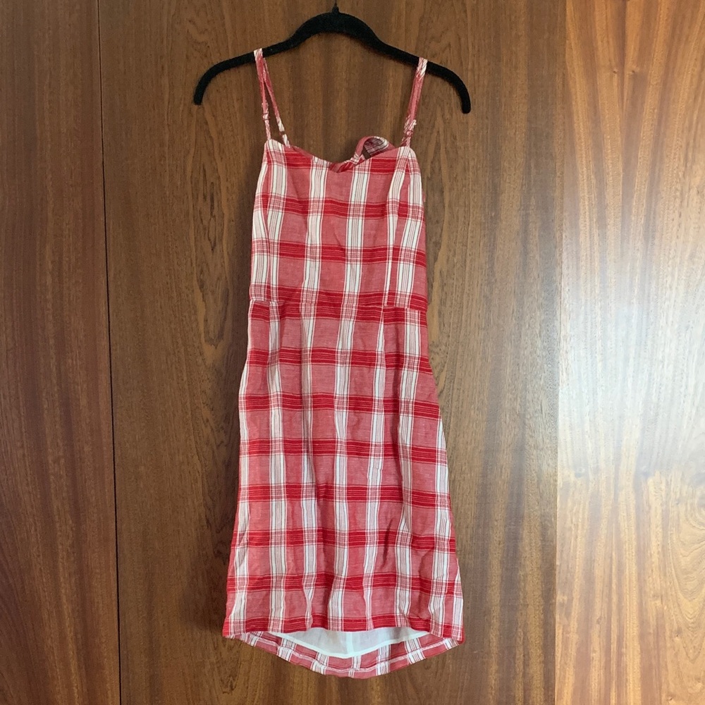 Bardot Red and White Checkered Dress size 8